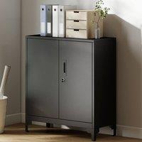HOMCOM Lockable Metal Filing Cabinet, 2-Tier Storage Cupboard in Black