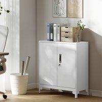 HOMCOM Lockable Metal Filing Cabinet, 2-Tier Storage Cupboard in White