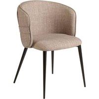 Angel Cerda Dining Chair, Brown Fabric, Matte Black Steel Legs in Light Tan