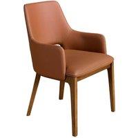 Angel Cerda Brown Leatherette Dining Chair with Armrests