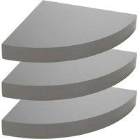 Kelvenix 3 x Grey Floating Wooden Wall Mount Corner Shelf Display Unit MDF Shelf
