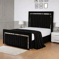 Living Comfort Bedz Chrome Edge Upholstered Slatted Base Bed with 48 Inch Headboard in Black | Size: Single