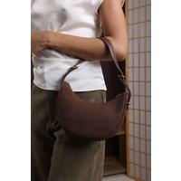 Where's That From Women's 'Pebble' Modern Half Moon Shoulder Bag in Dark Brown