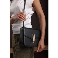Where's That From Women's 'Delrio' Gold Clasp Cross Body Tofu Bag in Black