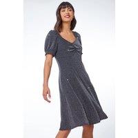Roman Women's Shimmer Sweetheart Neck Swing Dress in Black | Size: 12
