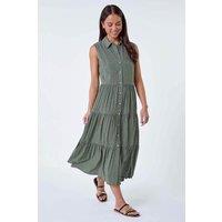 Roman Women's Petite Polka Dot Midi Shirt Dress in Khaki | Size: 18