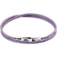 ANCHOR & CREW Men's Liverpool Silver & Rope Bracelet in Lilac | Size: 23 cm