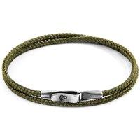ANCHOR & CREW Men's Liverpool Silver & Rope Bracelet in Green | Size: 19 cm
