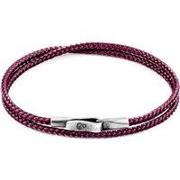 ANCHOR & CREW Men's Liverpool Silver & Rope Bracelet in Purple | Size: 21 cm