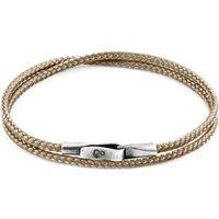 ANCHOR & CREW Men's Liverpool Silver & Rope Bracelet in Light Brown | Size: 19 cm