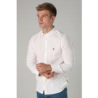 French Connection Men's Cotton Long Sleeve Oxford Shirt in White | Size: Medium