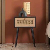 Birlea Croxley 1 Drawer Rattan Bedside in Black