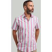 Double TWO Men's Multi-Colour Roman Stripe Short Sleeve Shirt | Size: 4XL