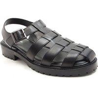 Off the Hook Men's Schmitt' Formal Sandals Closed Toe Leather Indoor & Outdoor Anti-skidding Flat Sandals in Black | Size: 12