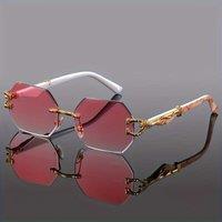 AJVANI Women's Geometric Rimless Oval Sunglasses Shades in Pink