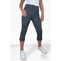 Paulo Due Women's Cropped Capri Stretch Trousers in Mid Grey | Size: 16