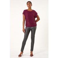 Roman Women's Lace Panel Stretch Jersey Top in Wine | Size: 10