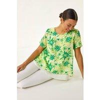 Roman Women's Floral Layered Tunic Top in Green | Size: 10