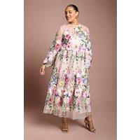 Coast Women's Plus Muse Long Sleeve Embroidered Maxi Dress in Peach | Size: 20