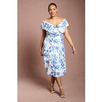 Coast Women's Plus Printed Bardot Midi Dress In Floral Print in Ivory | Size: 22