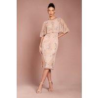 Coast Women's Floral Embellished Cape Midi Dress in Blush | Size: 12