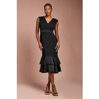 Coast Women's Satin Back Crepe Dress With Peplum in Black | Size: 18