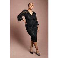 Coast Women's Plus Size Sequin Bodycon Midi Dress in Black | Size: 26