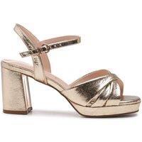 Paradox London Women's 'Navarra' Wide Fit Platform High Heel Sandals in Metallic Gold | Size: 9E