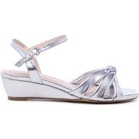 Paradox London Women's Janae' Wide Fit Wedge Sandals in Metallic Silver | Size: 4E