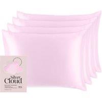 Silver Cloud Women's Silver Ion Infused Satin Pillowcase Pink - 4 Pack in Baby Pink