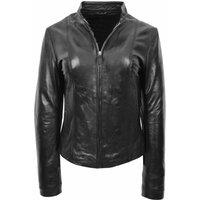 House of Leather Women's Womens Classic Real Leather Biker Jacket Zoe 20 in Black | Size: 12
