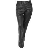 House of Leather Women's Womens Straight Leg Real Leather Trousers Black 8