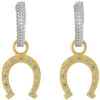Spero London Women's Silver Hoop Sterling Silver Horseshoe Equestrian Earring in Gold