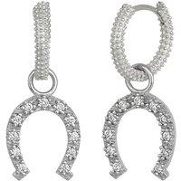 Spero London Women's Silver Hoop Sterling Silver Horseshoe Equestrian Earring
