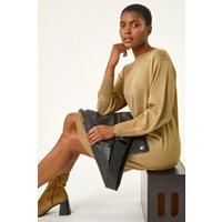 Roman Women's Shimmer Slash Neck Jumper Dress in Gold | Size: 18