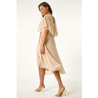 Roman Women's Sequin Embellished Chiffon Wrap Maxi Dress in Natural | Size: 10