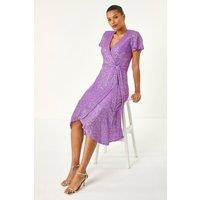 Roman Women's Sequin Wrap Front Midi Dress in Purple | Size: 10