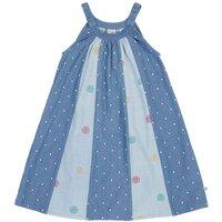 Frugi Girl's Denim Trapeze Dress in Blue | Size: 2-3 Years