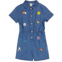 Frugi Girl's Imogen Denim Jumpsuit in Blue | Size: 4-5 Years