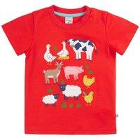Frugi Little Creature Applique T-shirt in Red | Size: 5-6 Years
