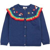 Frugi Girl's Little Romi Ruffle Cardigan in Navy | Size: 3-4 Years