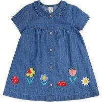Frugi Girl's Rosemary Denim Dress in Blue | Size: 6-9 m