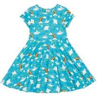 Frugi Girl's Spring Skater Dress in Blue | Size: 1-2 Years