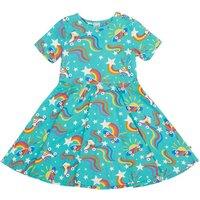 Frugi Girl's Sunshine Skater Dress in Aqua | Size: 1-2 Years