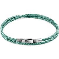 ANCHOR & CREW Men's Liverpool Silver & Rope Bracelet in Light Green | Size: 23 cm