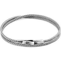 ANCHOR & CREW Men's Liverpool Silver & Rope Bracelet in Grey | Size: 21 cm