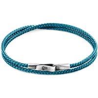 ANCHOR & CREW Men's Liverpool Silver & Rope Bracelet in Blue | Size: 19 cm