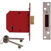Union 2101 5 Lever Mortice Deadlock Satin Brass Finish 65Mm 2.5In Box in Red