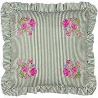 Wylder Martha Embroidered Ruffle Cushion in Pale Green | Size: 50 cm x 50 cm