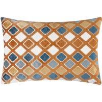 Furn Metro Diamond Velvet Rectangular Cushion in Orange | Size: 40 cm x 60 cm